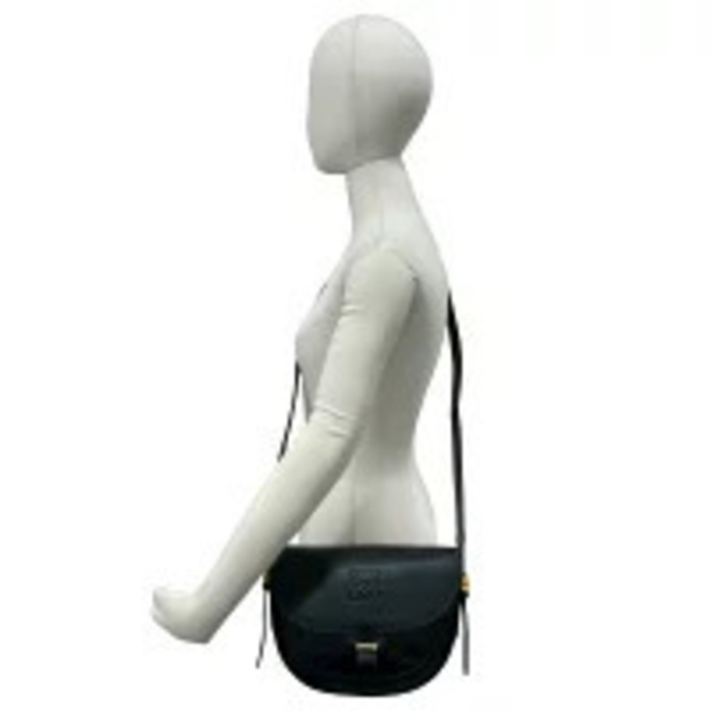 Loewe Leather Anagram Pouch Shoulder Bag Clutch Sacoche Black
